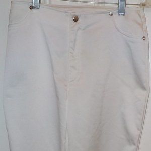 SIZE 5 WHITE SHINY PANTS WITH TWO BACK POCKETS KOJI YOHJI 100% POLYESTER